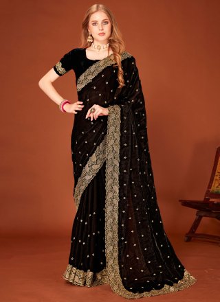 Fandy Contemporary Saree In Black Color