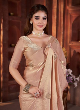 Fandy Contemporary Saree In Peach Color
