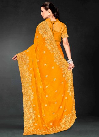 Fandy Contemporary Saree with Cut, Embroidered and Zari Work