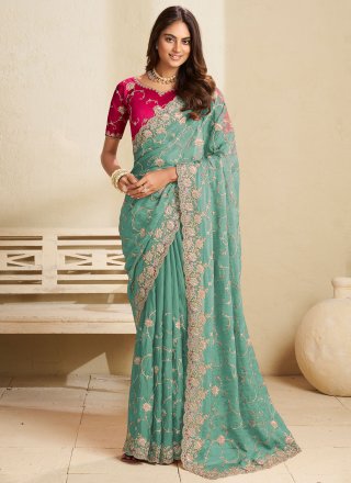 Fandy Traditional Saree In Blue Color