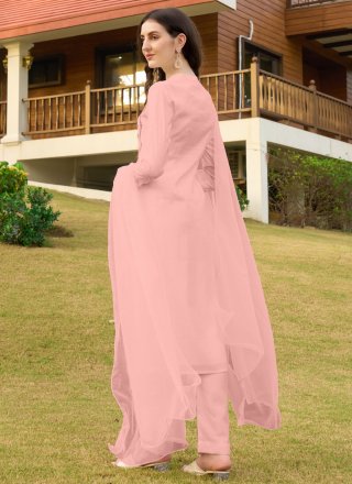 Fantastic Peach Silk Salwar Suit with Embroidered Work