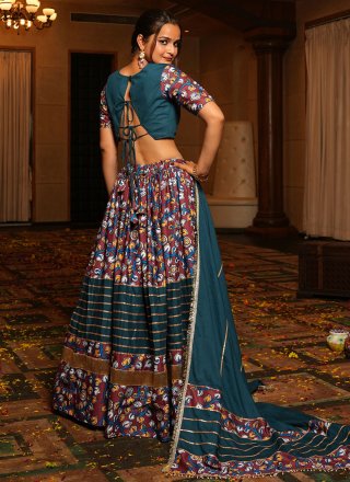Faux Crepe A - Line Lehenga Choli with Print Work