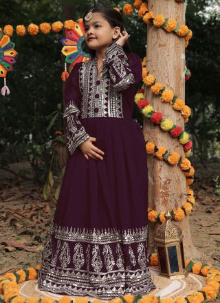 Faux Georgette Designer Gown In Purple