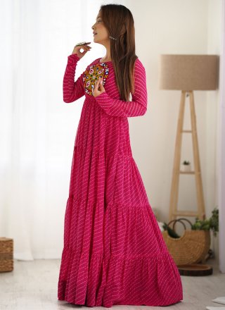 Faux Georgette  Designer Gown In Rani Color