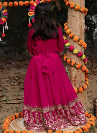 Faux Georgette Gown Kids Wear In Mauve