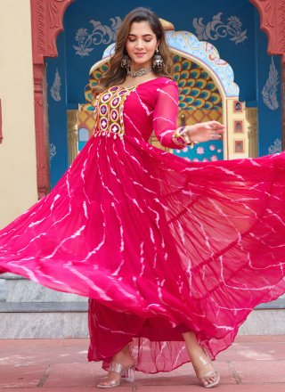 Faux Georgette Gown with Patch Border Work