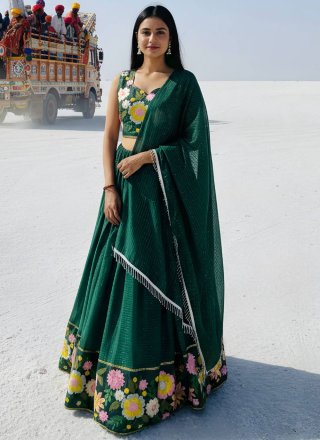 Faux Georgette Lehenga Choli In Green