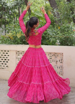 Faux Georgette Readymade Lehenga Choli In Pink Colour
