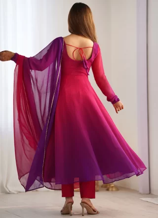 Faux Georgette Readymade Salwar Suit In Multi Colour