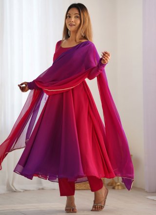 Faux Georgette Readymade Salwar Suit In Multi Colour