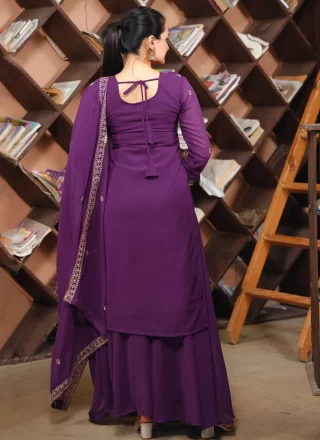 Faux Georgette Readymade Salwar Suit In Purple