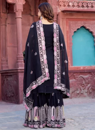 Faux Georgette Readymade Style In Black Color
