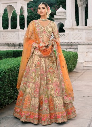 Fine Cream Silk Lehenga Choli