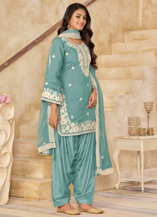 Firozi Silk Salwar Suit