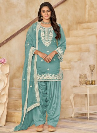 Firozi Silk Salwar Suit