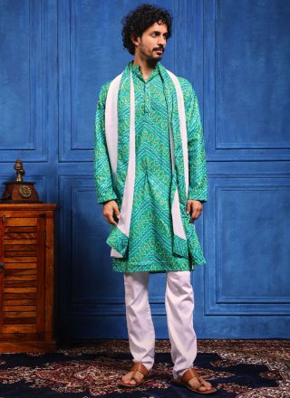 Firozi Viscose Kurta Pyjama