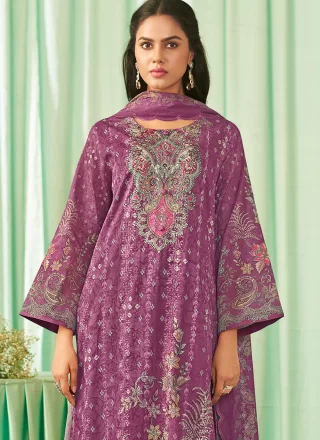 Flamboyant Purple Cotton Lawn Salwar Suit
