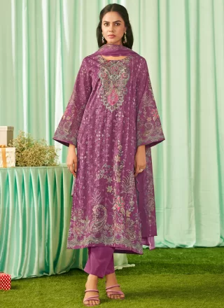 Flamboyant Purple Cotton Lawn Salwar Suit