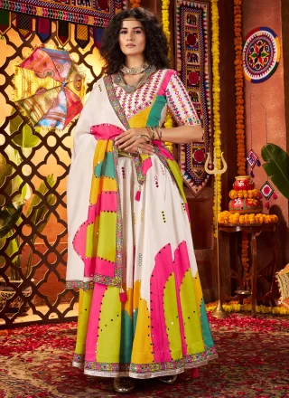 Flattering White Silk Readymade Lehenga Choli