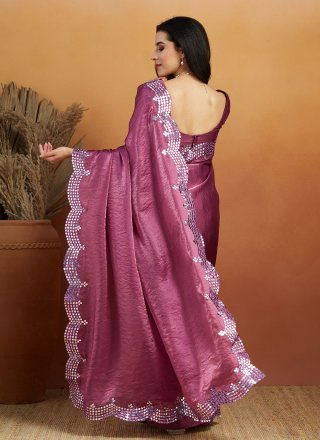 Flawless Purple Satin Classic Sari