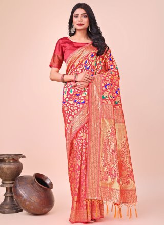 Flawless Rani Silk Trendy Saree