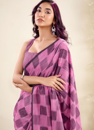 Fuchsia Linen Contemporary Saree