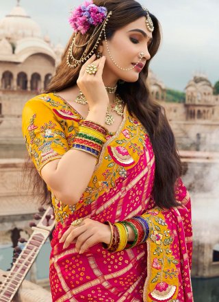 Genius Mustard and Rani Silk Classic Sari