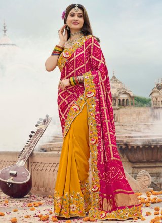 Genius Mustard and Rani Silk Classic Sari