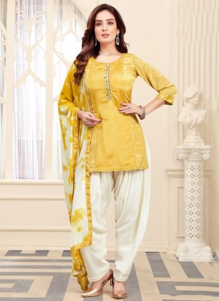 Genius Yellow Silk Salwar Suit