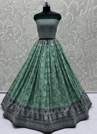 Georgette A - Line Lehenga Choli In Green