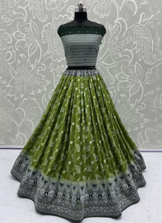 Georgette A - Line Lehenga Choli In Green