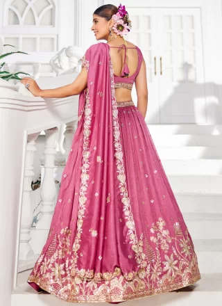 Georgette A - Line Lehenga Choli In Pink Colour