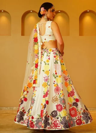 Georgette A - Line Lehenga Choli with Floral Patch Work
