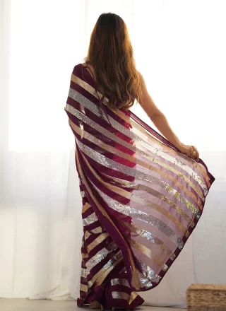 Georgette Casual Saree In Wine
