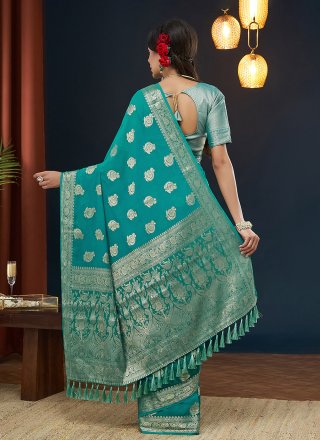 Georgette Classic Saree In Aqua Blue