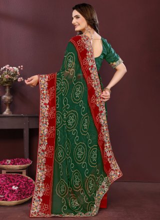 Georgette Classic Saree In Green
