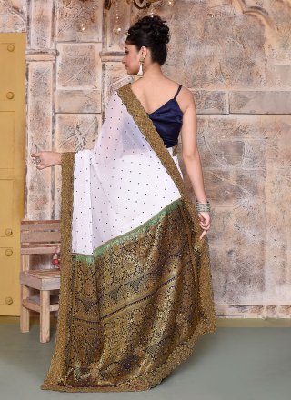 Georgette Classic Saree In White Color