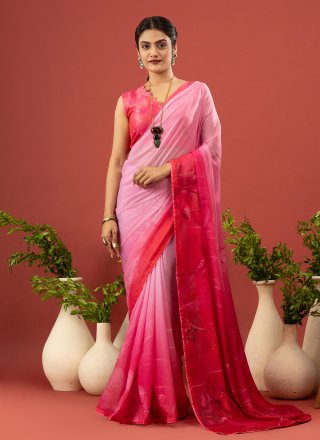 Georgette Classic Saree with Digital Print Work