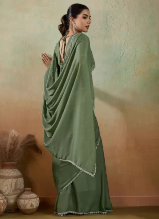 Georgette Classic Saree with Patch Border and Lace Work