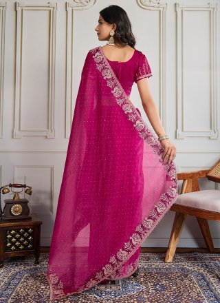 Georgette Classic Sari In Hot Pink