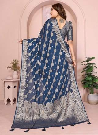 Georgette Classic Sari with Floral Patch Work