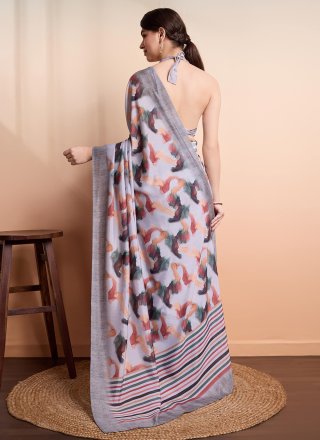 Georgette Classic Sari with Print Work