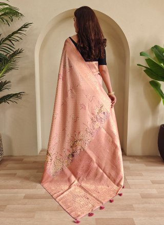Georgette Contemporary Saree In Peach Color