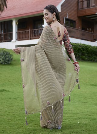 Georgette Contemporary Sari with Hand and Woven Work