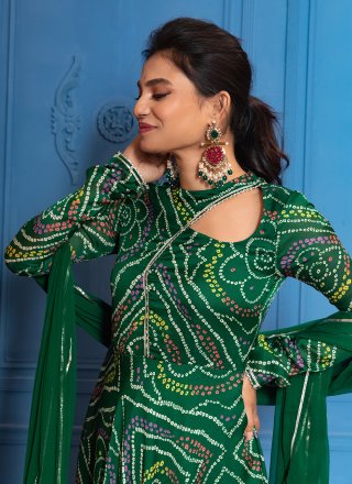 Georgette  Designer Gown In Green Color