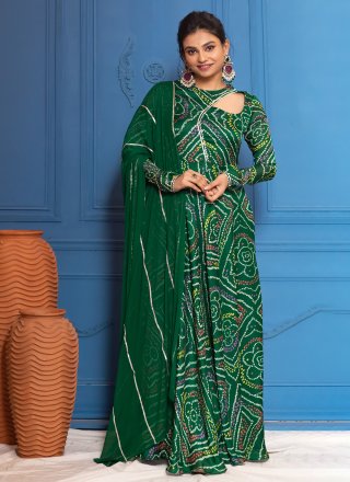 Georgette  Designer Gown In Green Color