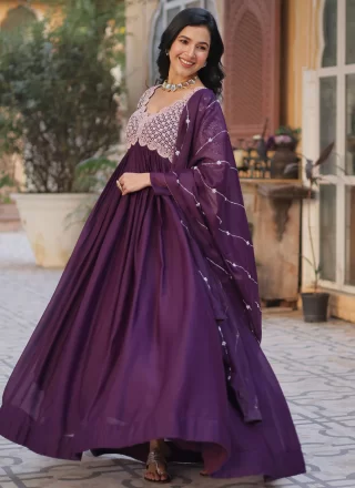 Georgette  Designer Gown In Purple