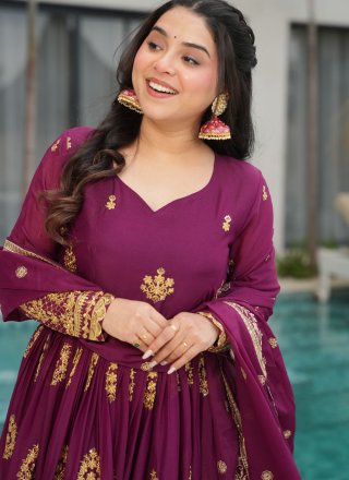 Georgette  Designer Gown In Purple Color