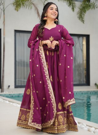 Georgette  Designer Gown In Purple Color