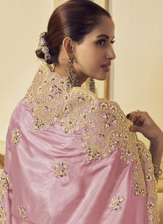 Georgette Designer Saree with Beads, Cord, Cut, Embroidered, Thread and Zari Work